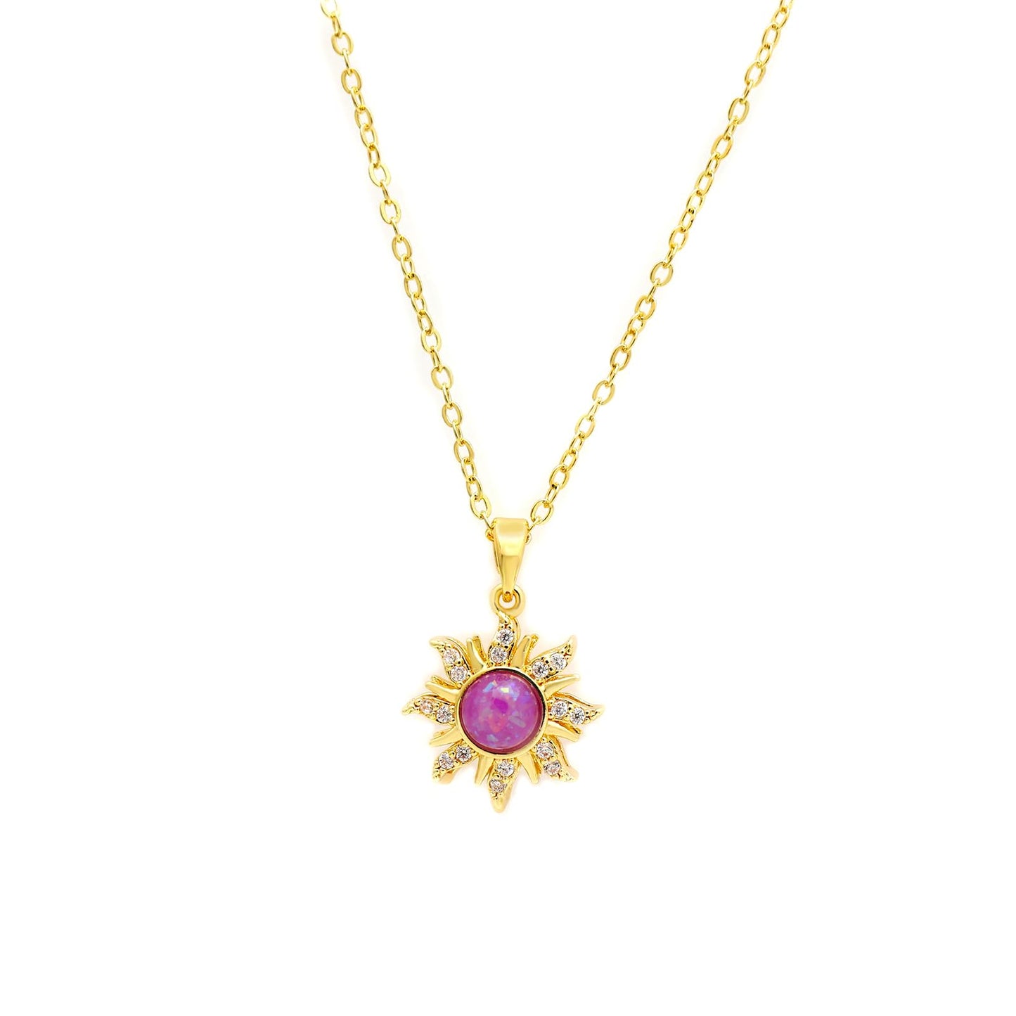 MAIKERDER Sun Necklace for Women, 14K Gold Sun Necklaces Healing Crystal Necklaces Trendy Jewelry Non Tarnish 16 Inches