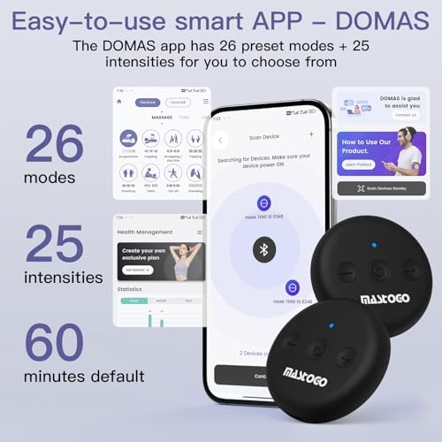 Wireless TENS Unit, Dual Host Muscle Stimulator with APP Control Up to 26 Modes, for Pain Relief, Portable and Rechargeable TENS Unit Muscle Stimulator