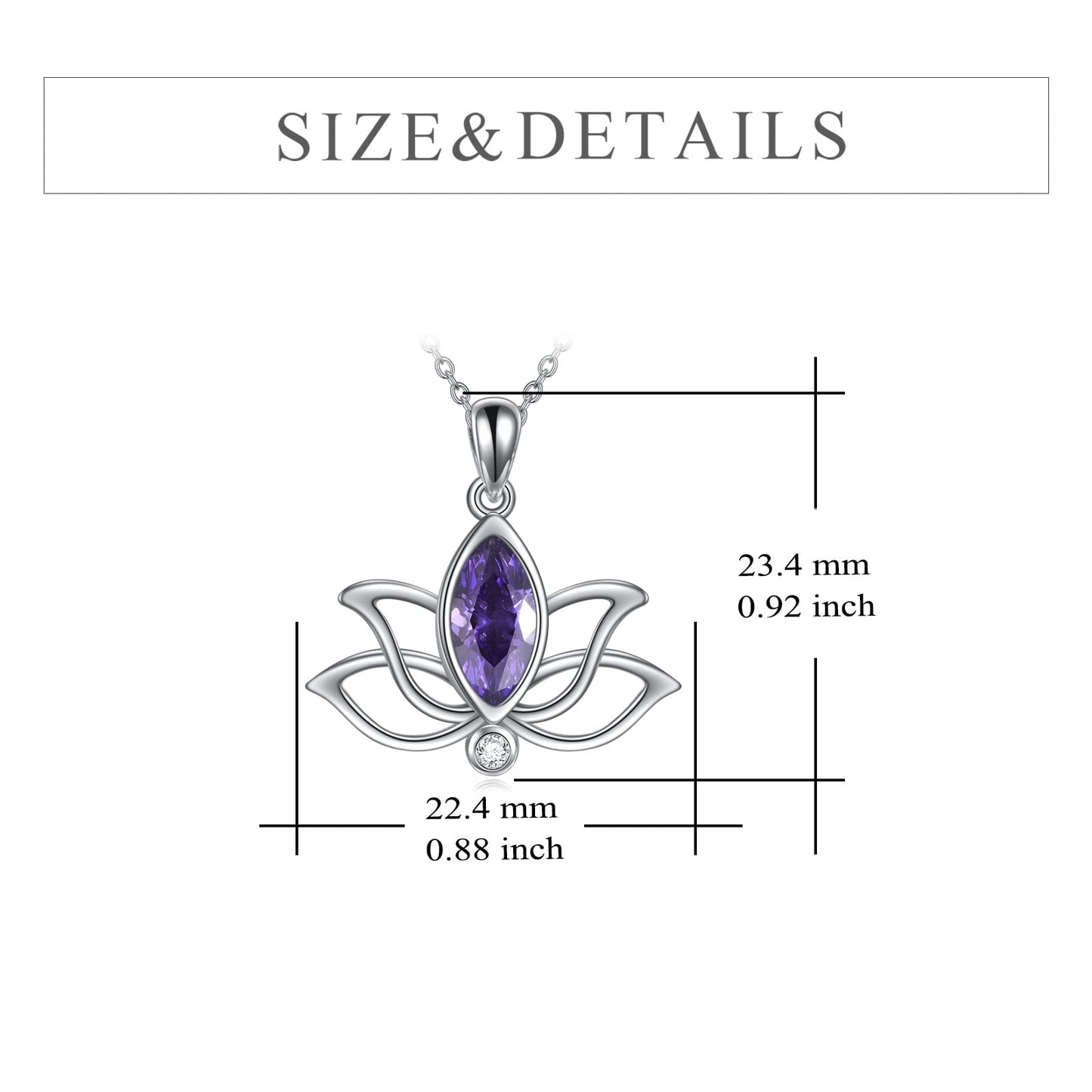 YFN Lotus Necklace Sterling Silver February Birthstone Pendant Pruple Amethyst Jewelry Gifts for Women (Feb)