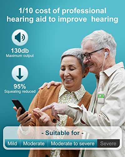 Hearing Aids For Seniors[2024 New Version]-Rechargeable With Noise Cancelling Hearing Amplifier Pocket Talker Hearing Loss, HOLFENRY JKS60E Pocket Hearing Aids Gift For Mother/Father,For Two Ear