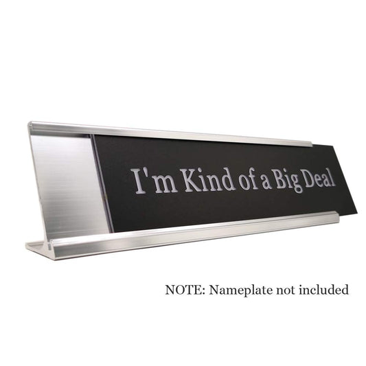 2" x 10" Aluminum Name Plate Desk Holder, Office Business Desk Sign Holder Desktop-5 Pack (Silver)