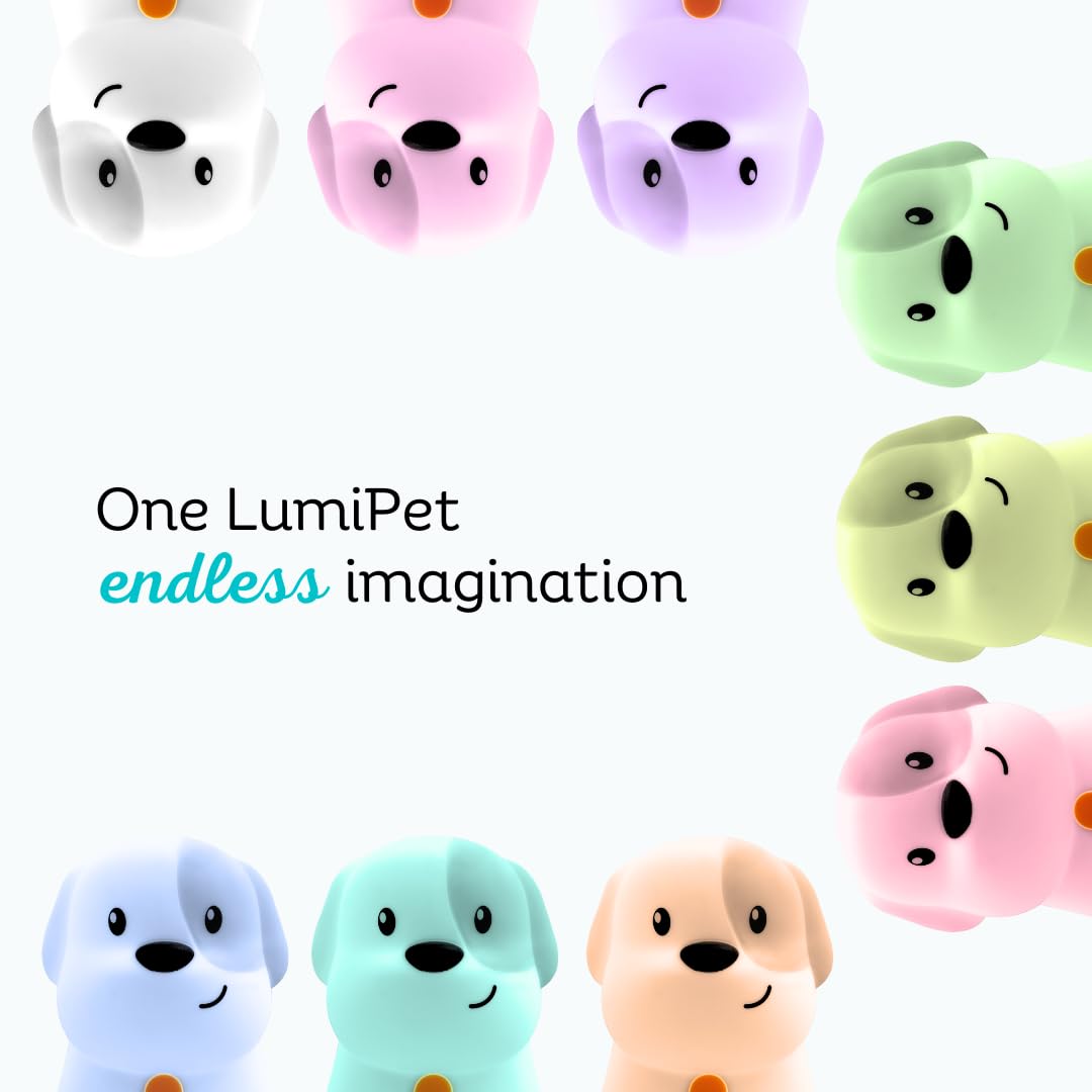Lumipets Pepper The Puppy Dog Squishy Silicone Night Light for Kids | Cute Night Light with Remote & Touch Control for Baby & Toddler Bedrooms | Color Changing Animal Lamp | Soft Portable Nightlight