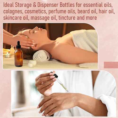 AOZITA 4 Pack, 100ml Dropper Bottles with 1 Funnel & 4 Labels - Essential Oils Bottles for Health, Personal Care & Beauty - 3.4oz Thick Dark Amber Glass Tincture Bottle with Eye Droppers, Leakproof