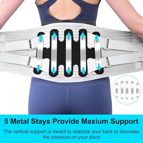 Back Brace for Lower Back Pain, Lumbar Support Belt for Women and Men with Lumbar Pad, Lower Back Brace with Adjustable Strap for Work, Herniated Disc, Sciatica, Scoliosis (Gray, Small)