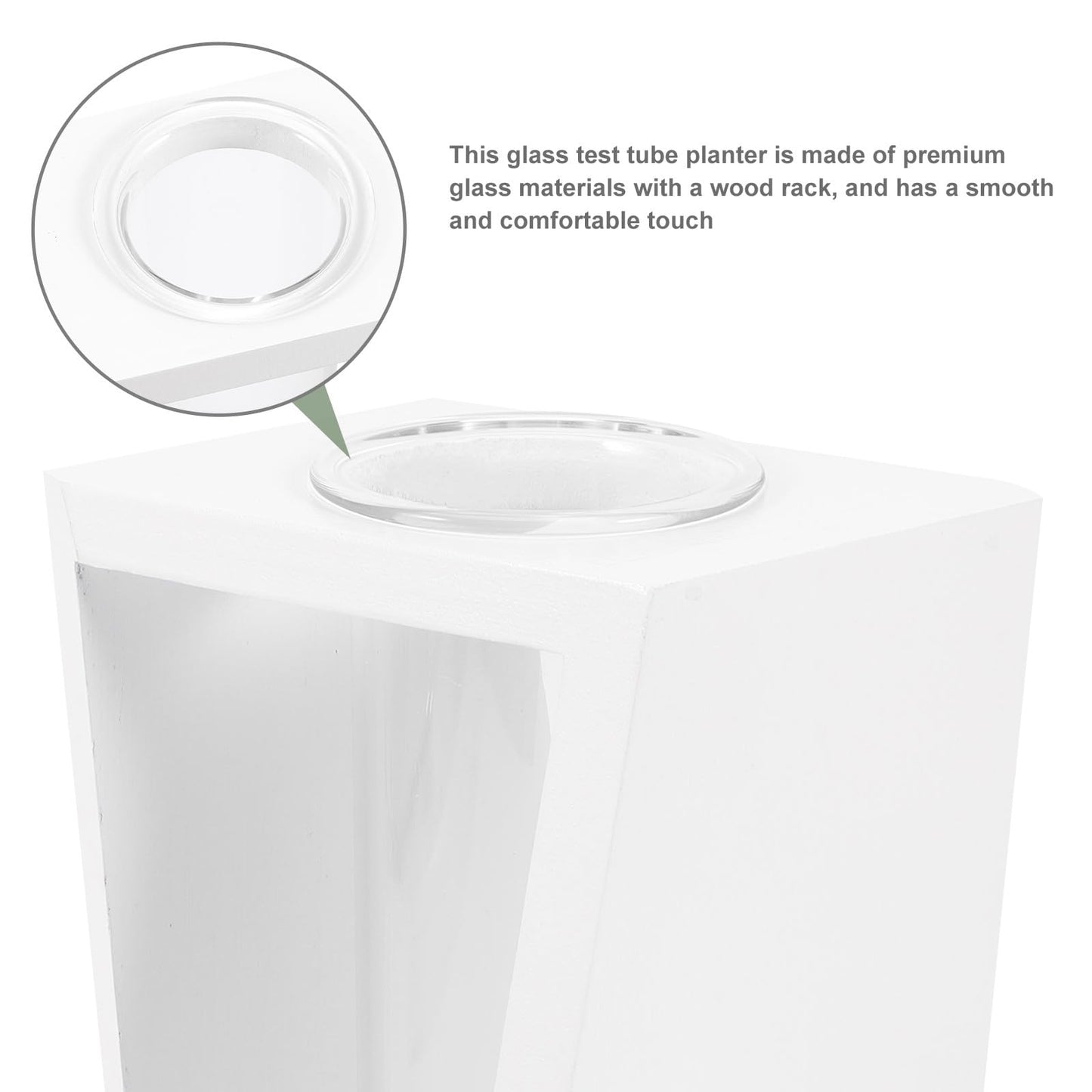 DIYEAH Glass Test Tube Propagation Station with White Wooden Holder, Hydroponic Flower Vase for Indoor Plant Terrarium and Water Propagation, Decorative Home Garden Container
