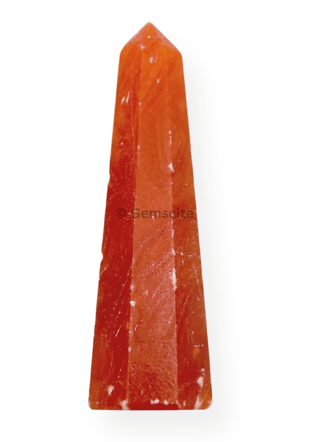 WholesaleGemShop 3 Inch (70 mm) Gemstones Orange Calcite Obelisk Tower Jumbo Facet Aura Rock Crystal Natural Polished Earth Wand Spirit