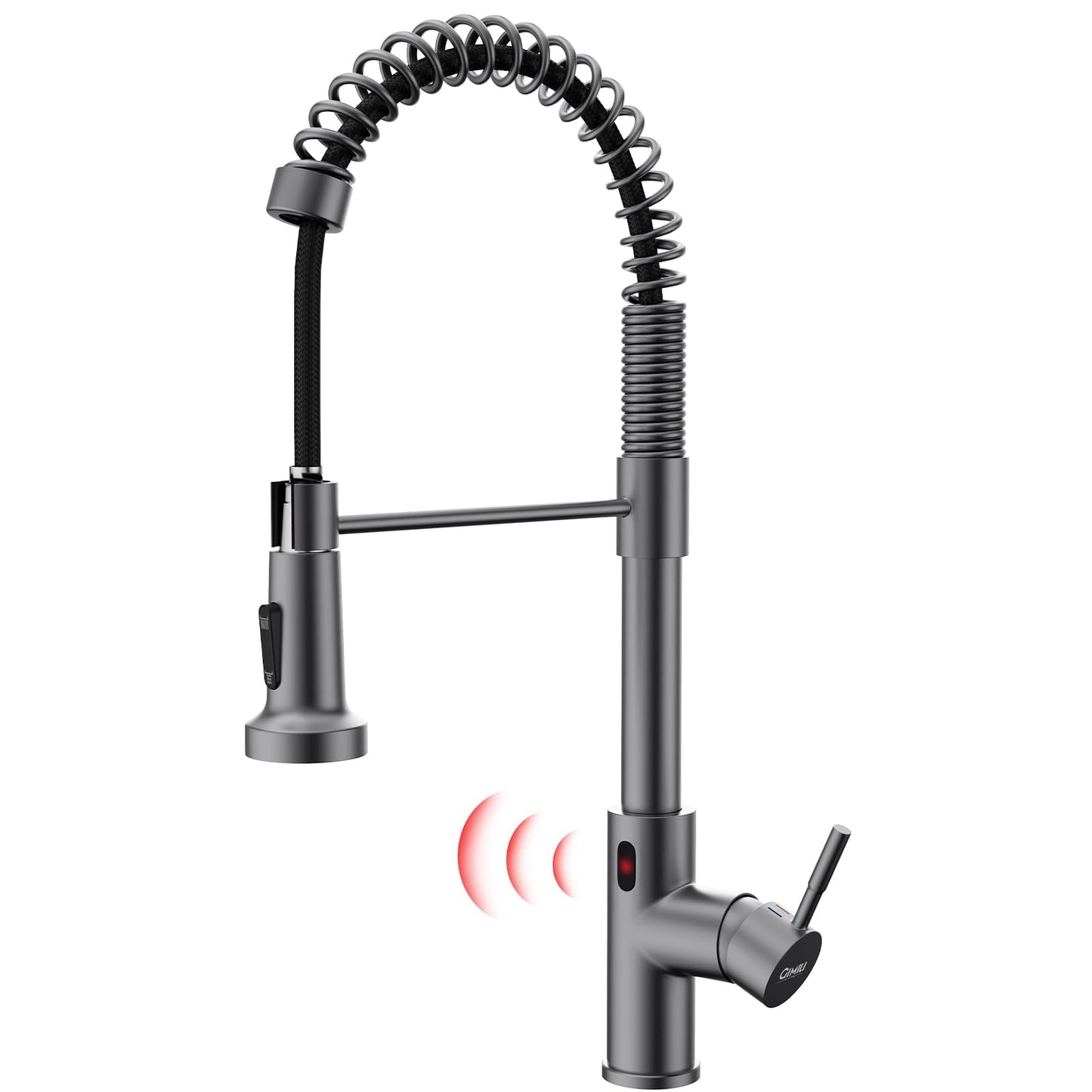 GIMILI Black Stainless Touchless Kitchen Faucet Motion Sensor Kitchen Faucets with Pull Down Sprayer Single Handle Kitchen Sink Faucet
