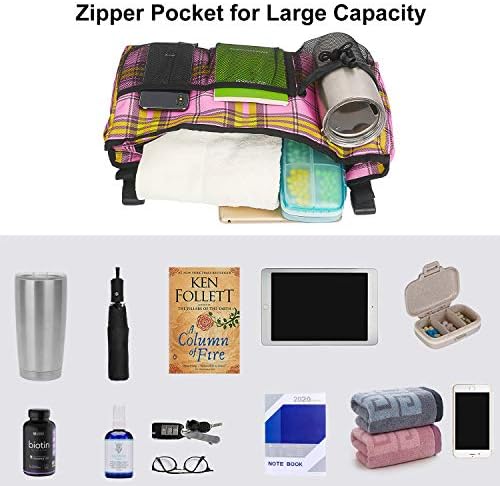 Update Walker Bag Hand Free Storage Bag Walker Attachment Handicap Basket Pouch for Rollator, Wheelchair, Folding Walkers (Colorful-Pink)