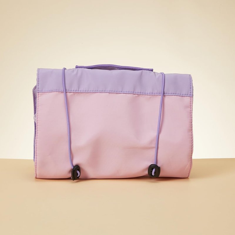 MINISO Snoopy Colorful Life Collection Foldable Makeup Bag Cosmetic Bag Waterproof Large Roll-Up Portable Travel Organizer For Women Girls (Purple)
