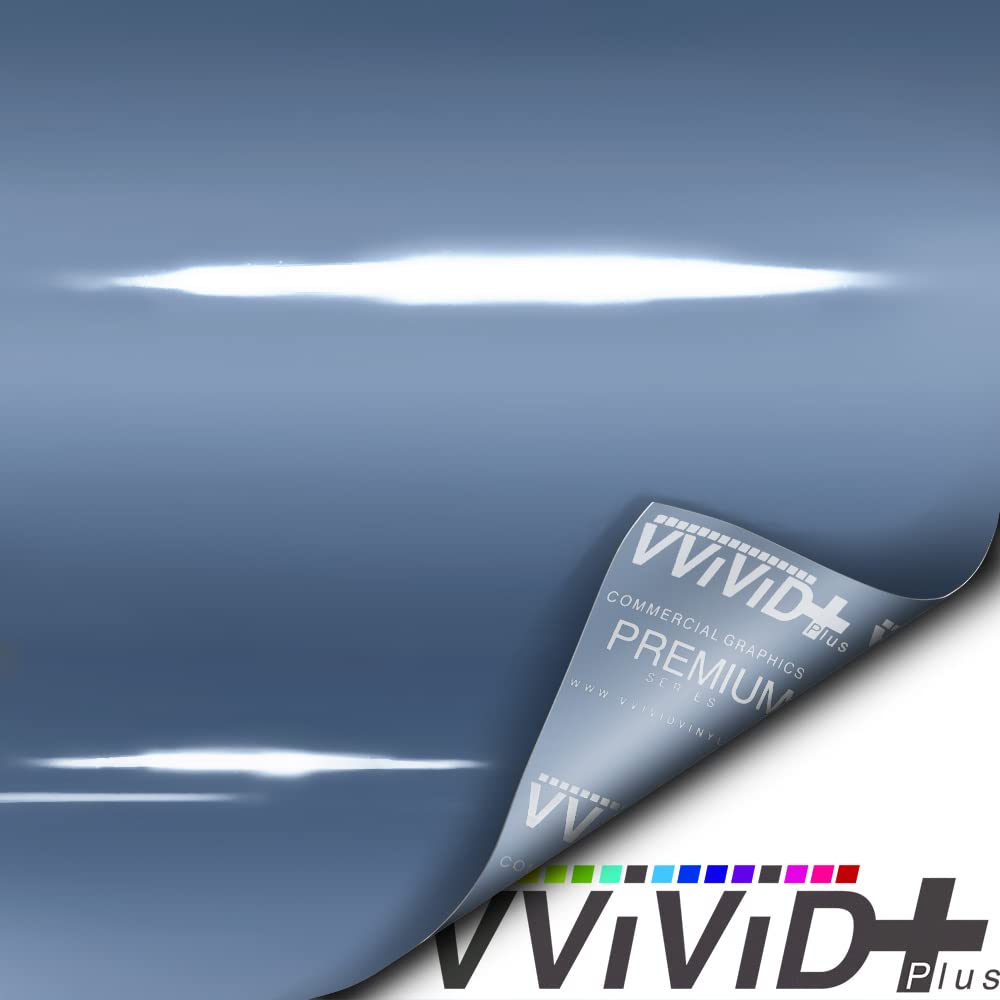 VViViD+ Ultra Gloss China Blue 25ft x 5ft Vinyl Car Wrap Premium Paint Replacement Film Roll with Nano Air Release Technology, Stretchable Protective Cap Liner, Self Adhesive, Indoor Outdoor