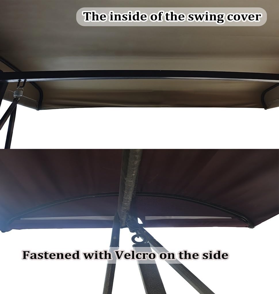 Porch Swing Canopy Replacement Top, 2/3 Seater Hammock Cover Top Waterproof Replacement Canopy Outdoor Furniture Cover for Garden Patio Porch(3 Seater:79x46.4inch)