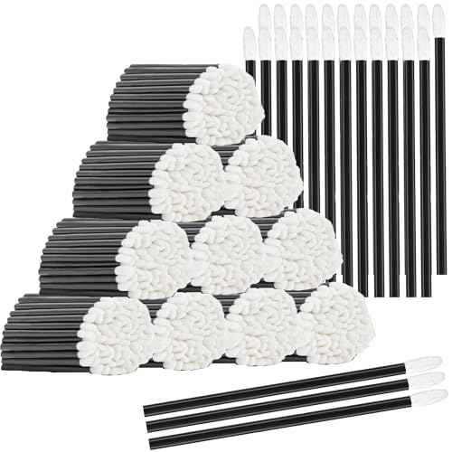 Chanaco 700Pcs Lip Wands Applicators Disposable Black Lip Brushes for Lipstick Lip Gloss Testers Wands Lint Applicator Makeup Beauty Tools for Women