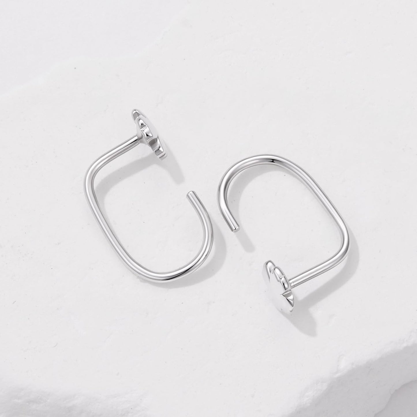 BISAER 925 Sterling Silver Heart Star Small Hoop Earrings, Hypoallergenic Backless Earrings Cartilage Earrings for Women, Dainty Sleeper Earrings with No Back Half Hoop Earrings Jewelry Gift for Her (Pawprint)