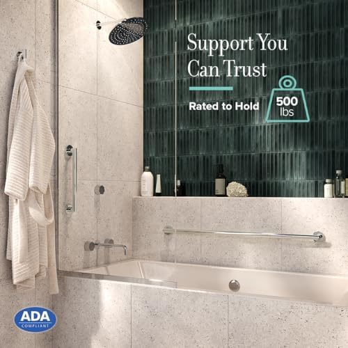 Gatco 966 Glam 36" Grab Bar, Chrome/ADA Compliant Safety Stainless Steel Grab Bar for Bathroom