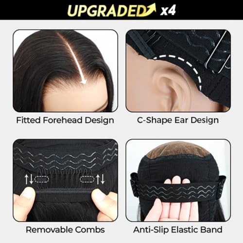 200% Density Deep Wave Wear and Go Glueless Wigs Human Hair Pre Plucked Pre Cut 7x5 HD Lace Front Wigs Pre Bleached Bye Bye Knots Deep Curly Lace Closure Wigs Human Hair for Women 18 Inch