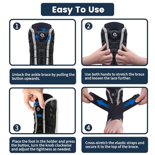 Ankle Brace for Women & Men (US 6-11/Women, 7-10/Men | EU 35-43), Adjustable Metal Support for Sprains, Achilles & Plantar Fasciitis - Breathable Design for Injury Recovery & Sports