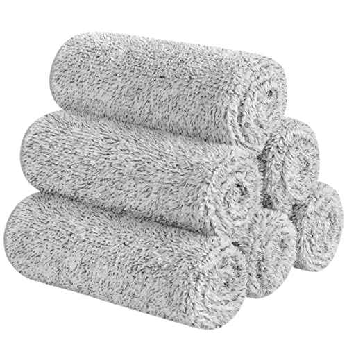 SINLAND Microfiber Face Towels Ultra Soft Facial Washcloths Face Cloth for Bath 12Inch x 12Inch 6 Pack Grey