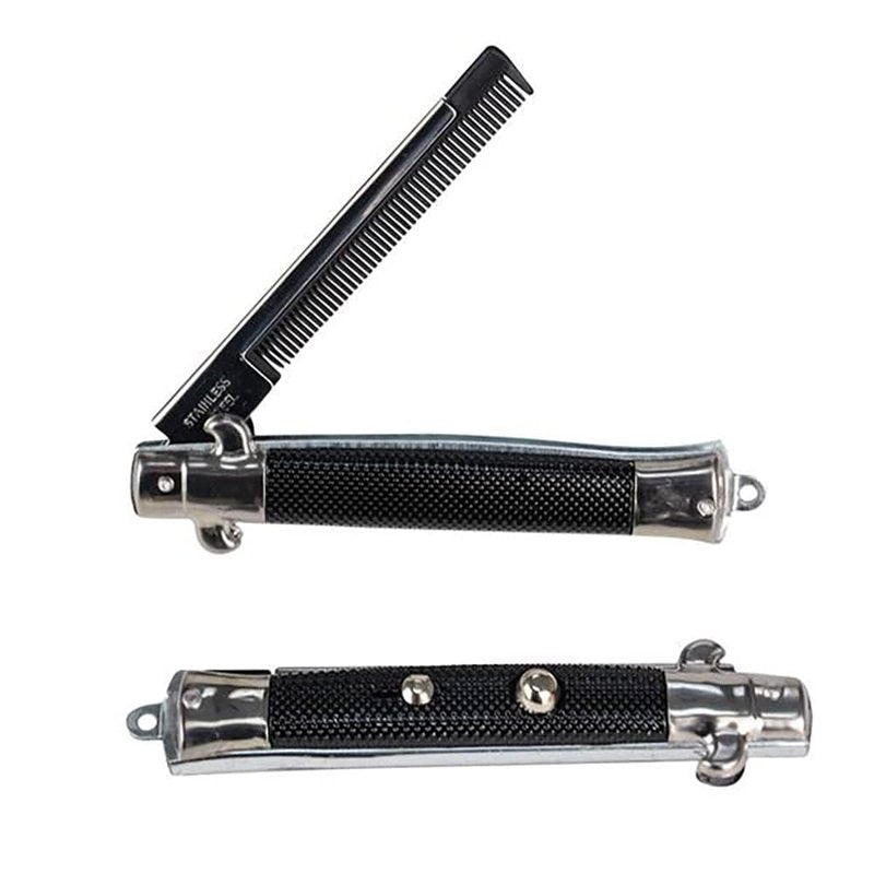 12-Count Folding Pocket Comb, Stainless Steel Beard Comb for Men, Switchblade Fine Tooth Mustache Combs Designed for Hair Salon Beauty Tool