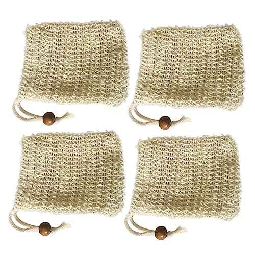 GALPADA 4pcs Cotton Linen Soap Storage Bags Drawstring Foaming Net Pouches for Home and Travel for Facial Cleansing and Bubble Making