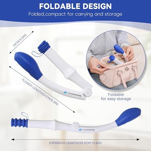 Foldable Toilet Aid（2Pack）, Long Comfort Wipe Wand Bottom Buddy Toilet Self Tissue Aids for Toileting, Self Help Wipe Butt for Fat People Limited Mobility,Elderly, Pregnancy