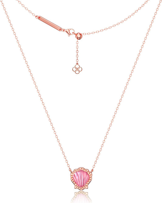 AICase 18K Gold Plated Pendant Necklace for Women,Shell Ivory Mother Of Pearl Fashion Dainty Jewelry,Anniversary Birthday Gifts for Women/MoM/Sister/Friends/Her/Wife/Grandma/Coworker_Rose Gold+Pink
