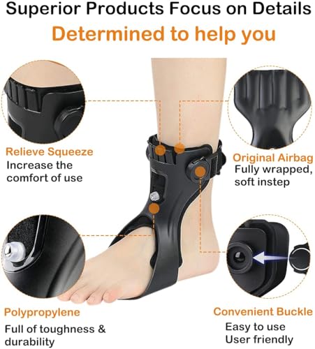 AFO Drop Foot Brace, Upgraded Medical Foot Up Ankle Foot Orthosis Support with Inflatable Airbag for Hemiplegia Stroke Shoes Walking Foot Stabilizer (Right, S)
