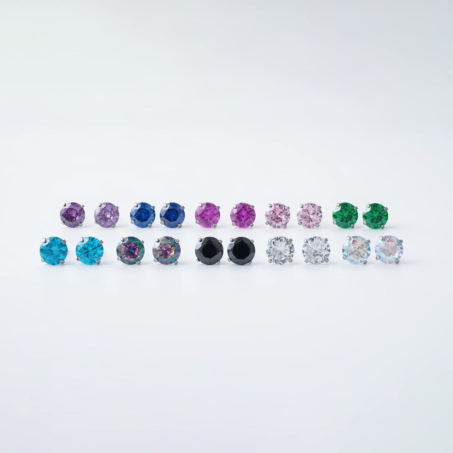1 Pair Implant Grade Titanium Stud Earrings Set Hypoallergenic 3mm 4mm 5mm 6mm Cubic Zirconia G23 Titanium Earring Studs for Women Men for Sensitive Ear (4mm Aurora)