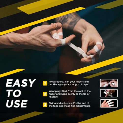 OK TAPE Athletic Finger Tape (10Rolls 450FT), Finge Wrap Tape, Extra Strong Adhesive Finger Support and Protect Tape, Hand Grip Tape for Rock Climbing, MMA, Jiu Jitsu, Volleyball, White