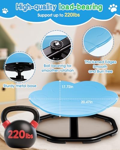 Cat Paw Spinning Chair for Autistic Kids, Sensory Swivel Chairs for Kids, Sit and Spin Sensory Toys Autism ADHD Chairs Training Body Coordination Sensory Chair- Blue