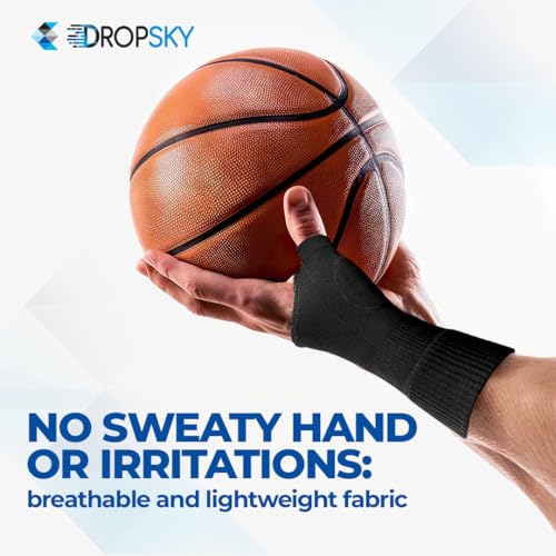 DropSky [4pcs] Gel Wrist Thumb Support Braces Soft with Gel Pad, Breathable Design, Relief Pain Carpal Tunnel, Arthritis Thumb, Fits Both Hands, Lightweight Support (Black)