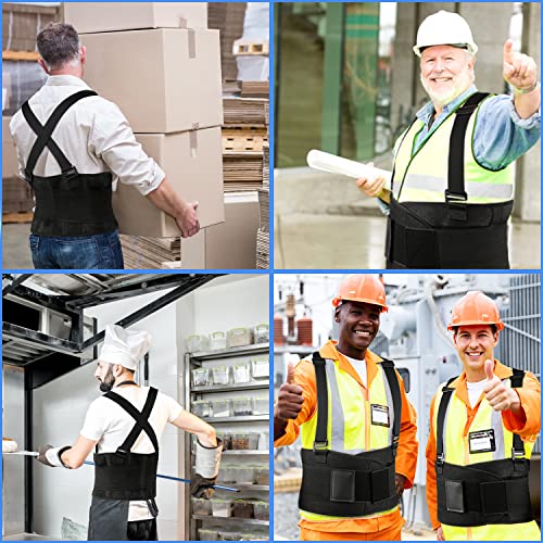 Work Back Brace - Back Support Belt for Lower Back Pain Relief, Heavy Lifting, Herniated Discs - Industrial Back Brace for Work With Shoulder Straps Fits Men and Women 6XL(65"-76")
