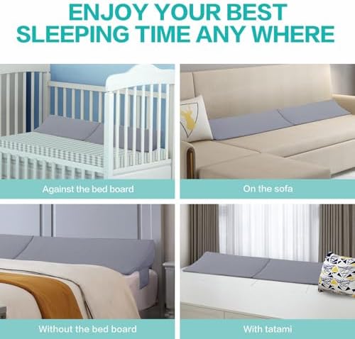 SLIGUY King Size Bed Wedge Pillow Headboard Pillow Mattress Wedge Bed Gap Filler Fill The Gap (0-7") Between Your Headboard and Mattress for Sleeping Backrest Pillow（Grey 76"x10"x6"）