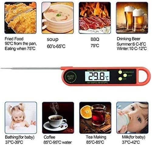 GIENEX Meat Thermometer, Food and Candy Thermometer Instant Read, Digital Thermometer for Kitchen Cooking Food Candy Oil Deep Fry Outdoor BBQ Grill Smoker, Ultra Fast and Waterproof