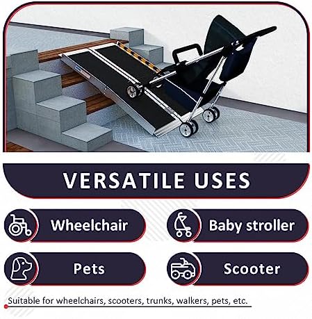 PENSUN 5FT Wheelchair Ramp, 60" L x 29" W Threshold Ramps, Non-Skid Portable Foldable Wheelchair Ramps for Steps, Lightweight with Handle, for Home, Stairs, Doorways, Curbs / 600lbs Capacity (5FT)