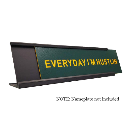 2" x 10" Aluminum Desk Name Plate Holder, Office Business Desk Sign Holder Desktop-5 Pack (Black)