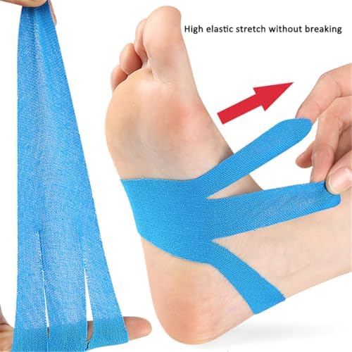 Precut Kinesiology Tape, Waterproof Breathable Foot Plantar Fasciitis Pain Relief Athletic Tapes, Hypoallergenic Elastic Sports Joints Muscle Tape for Feet Arch Heel Ankle Carpal Tunnel (20 PCS)
