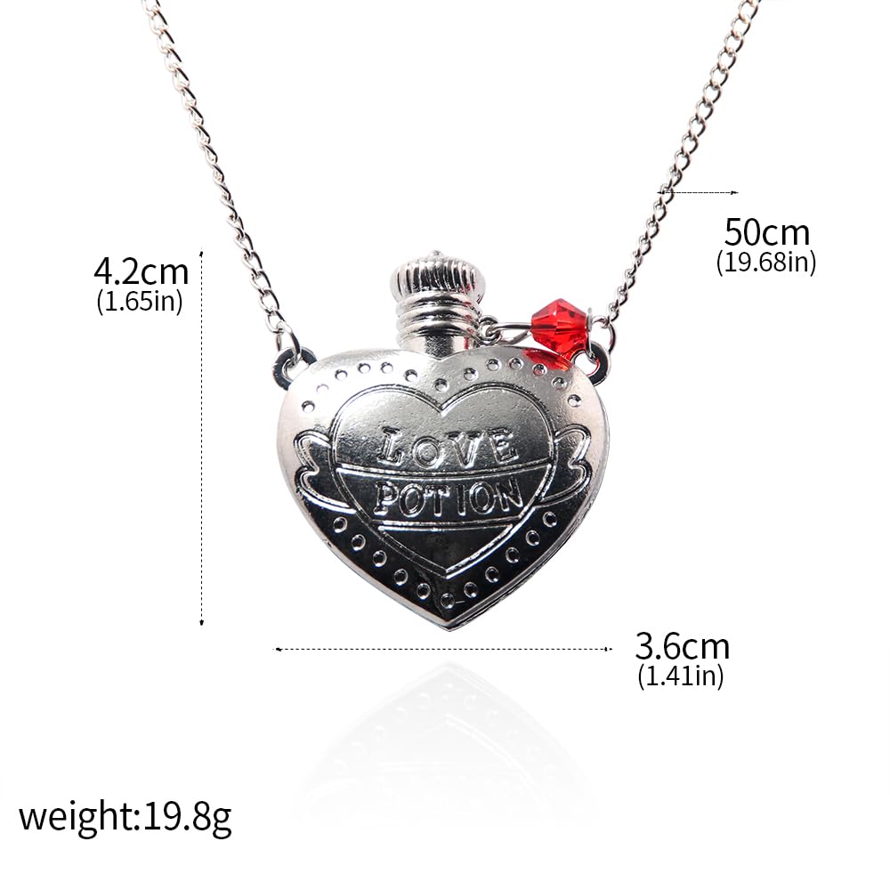 Locus Amoenus Love Potion Necklace - Heart Vial Necklace- Valentine's Day Gifts for Women (Steel)