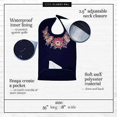 Women's Waterproof Adult Bib with Embroidered Design, Reusable, Washable (Mum Collar)