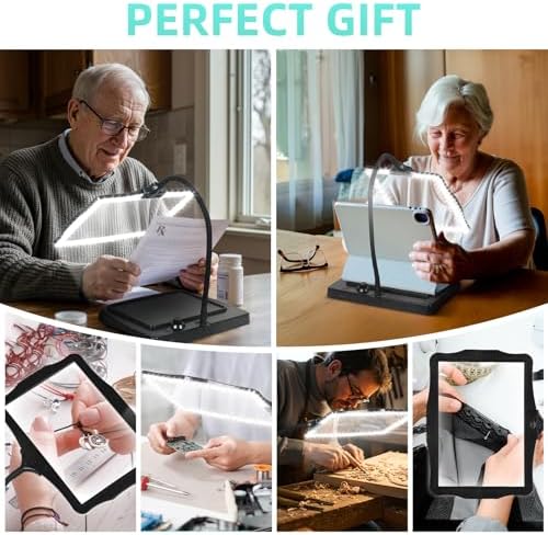 Magnifying Glass with Light and Stand 48 Ultra-Bright LEDs Large Magnifying Lamp with Light Magnifying Glass on Stand Hand-Free with 360° Flexible Gooseneck for Reading Repair Crafts Close Work