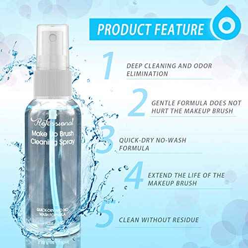 Makeup Brush Cleaner for Cosmetic Brushes, No-washing Quick Drying Deep Cleaning Spray Ideal for Makeup Brushes Sponges for Women Girls 3.38 oz