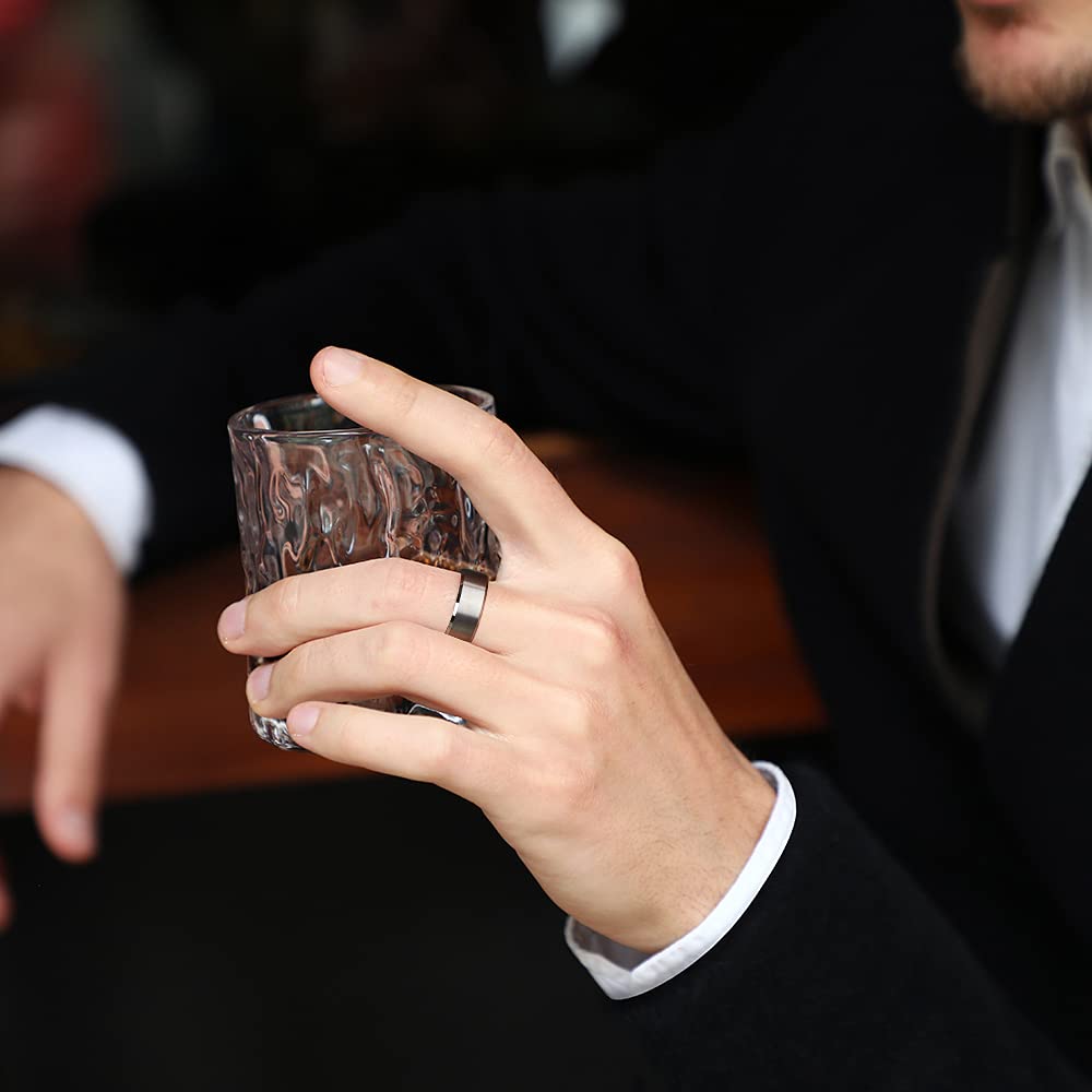 King Will 10mm Silver Men's Wedding Ring - Brushed Matte Finish, Beveled Polished Edge, Comfort Fit Size 7