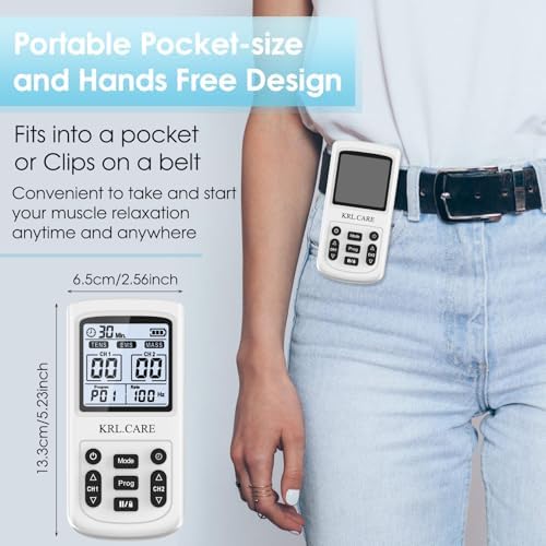 3-in-1 TENS Unit Muscle Stimulator, EMS Massage Machine with 40 Intensities for Gradual Shoulder, Sciatica, Back Pain Relief, Muscle Recovery, 28 Modes Portable Dual Channel with 8 Electrodes Pads