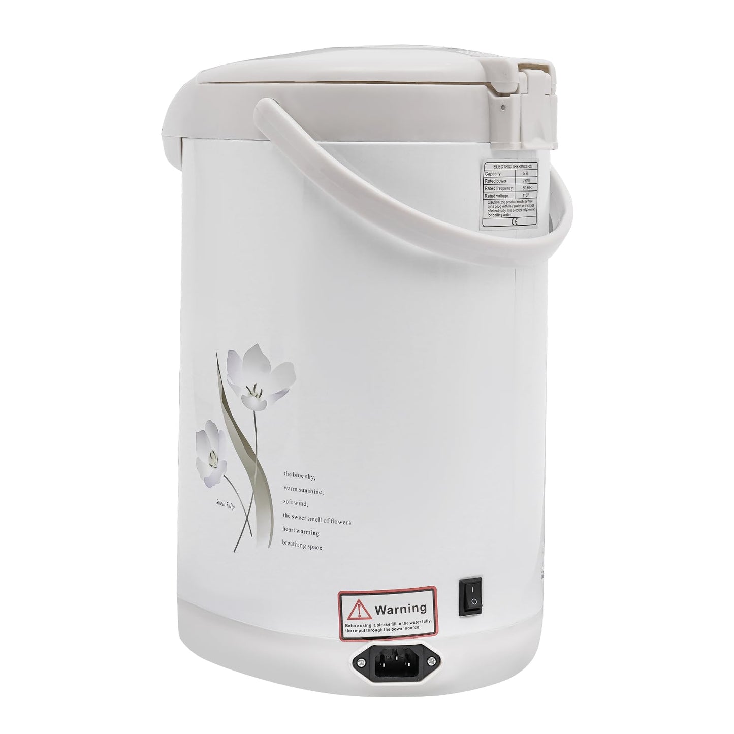 Water Boiler & Warmer 5.8Liter, 304 Stainless Steel Removable Water Tank, Electric Kettle 750W 3 Water Dispensing Modes, Insulated Stainless Steel with Filter Outlet, Rapid Heating (White)
