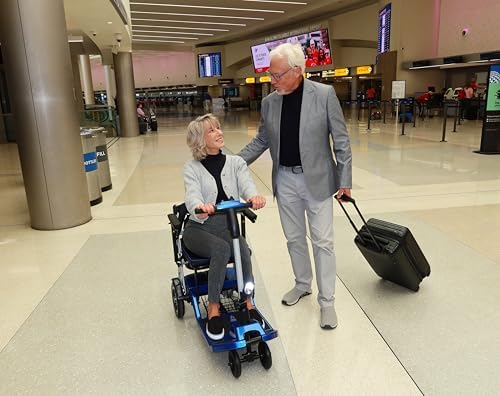 R3b-Mobility Scooters for Seniors Adults Ultra Lightweight Electric Powered Folding 4 Wheel Mobility Scooter with Headlight Cup Holder, Compact & Convenient for Travel Airline Approved, Blue