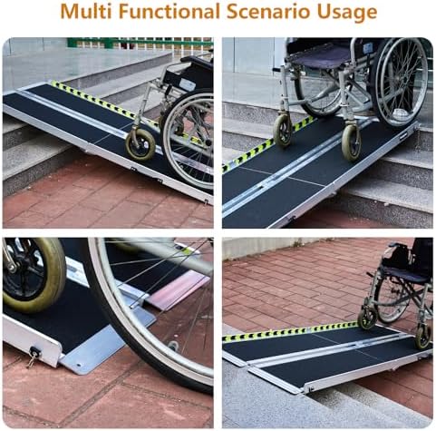 Wheelchair Ramp 6FT, Anti-Slip Aluminum Folding Handicap Portable Ramp, Wheelchair Ramps for Home Steps, Stairs, Doorways, Scooter Ramp