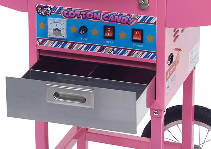 Winco Commercial-Grade Cotton Candy Machine with Cart, 1080w