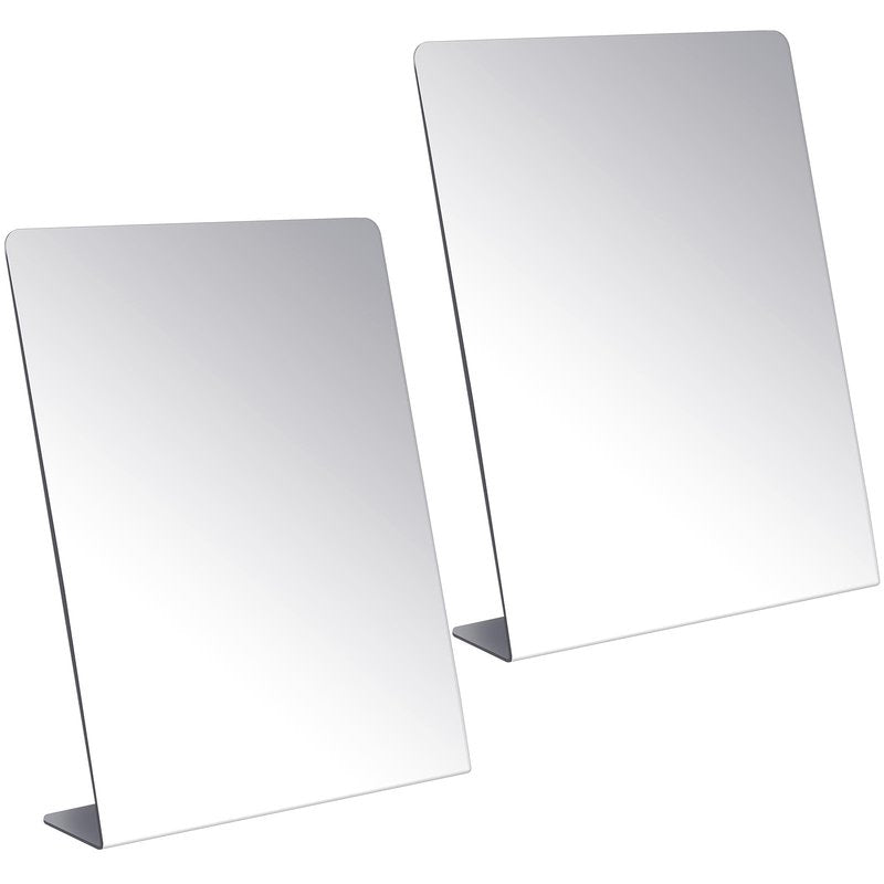 Amyhill 2 Pcs Counter Top Mirror Freestanding Table Desk Mirror Self Portrait Single Sided Acrylic Glass for Tabletop Desk Counter Bedroom Office Bathroom Home Dorm (12 x 18 Inch)