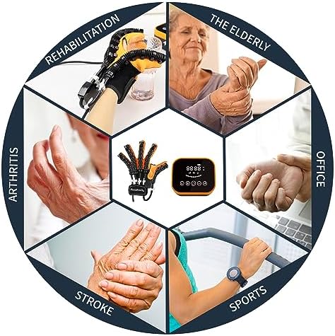 Rehabilitation Robot Gloves Equipment for Stroke Recovery, Hand Strength Exercise, and Adaptive Training Hemiplegic Finger with USB Chargeable Orange (Size S,Left Hand)
