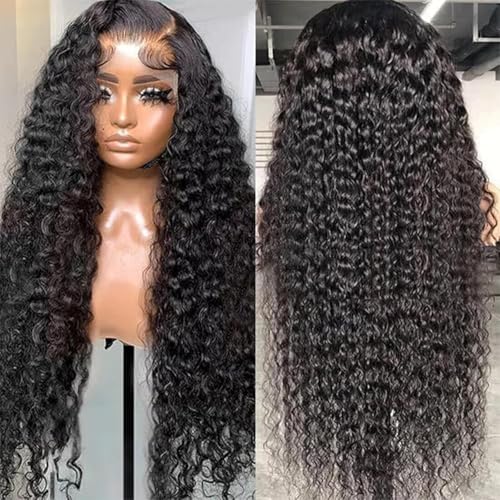 Deep Wave Lace Front Wigs Human Hair 13x6 HD Lace Front Wigs Human Hair Pre Plucked 210% Density 20 Inch Natural Color