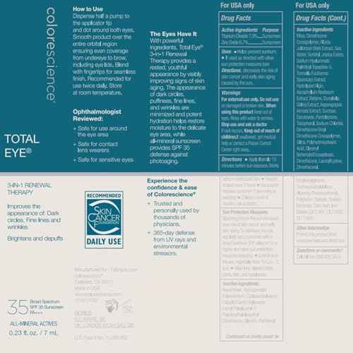 Colorescience Total Eye 3-in-1 Renewal Therapy, 0.23 Fl Oz, Medium